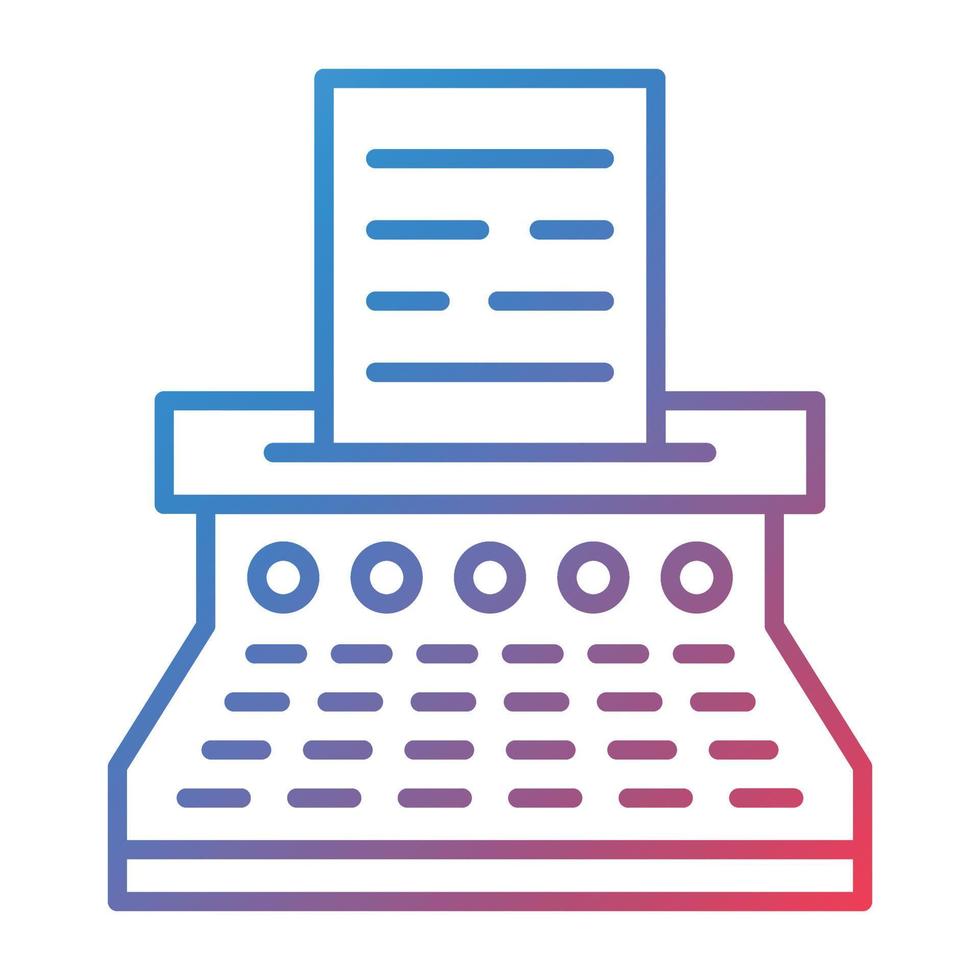 icône de dégradé de ligne de machine à écrire vecteur