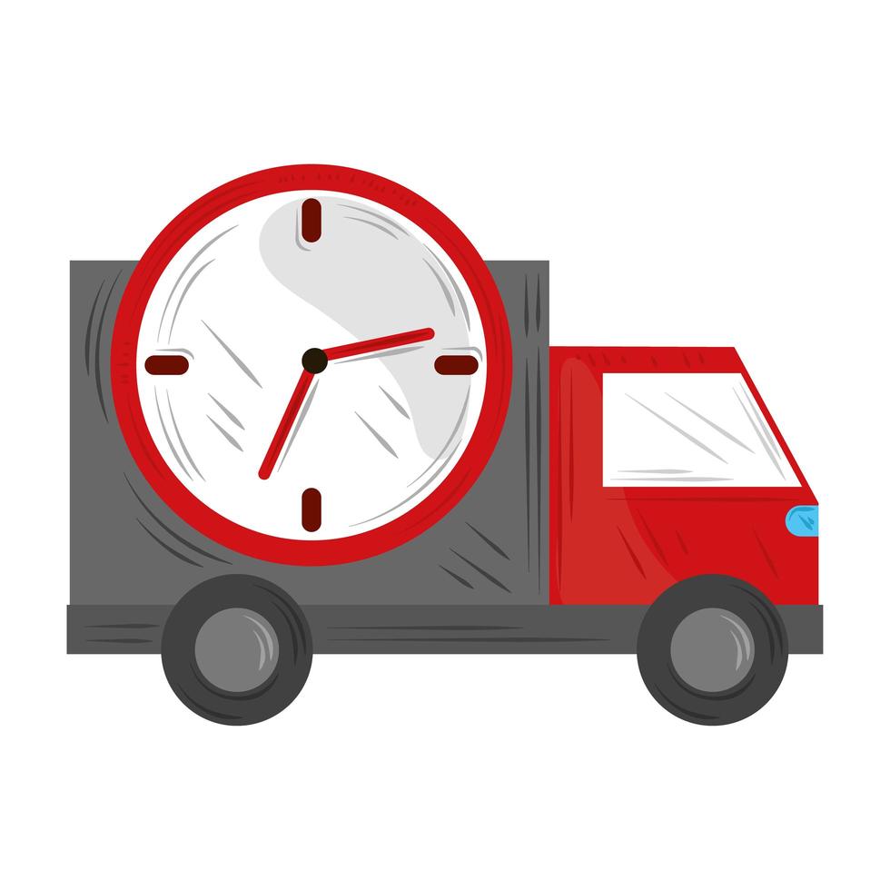 service de livraison rapide heure de l'horloge de transport de camion vecteur