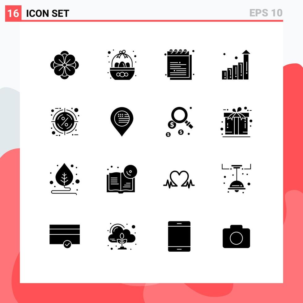 16 concept de glyphe solide pour les sites Web mobiles et les applications discount croissance oeuf graphique étude éléments de conception vectoriels modifiables vecteur