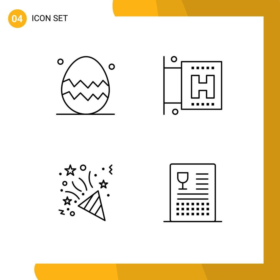 symboles d'icônes universels groupe de 4 couleurs plates modernes de l'étoile d'oeuf de pâques thanksgiving jour vacances cuisine éléments de conception vectoriels modifiables vecteur