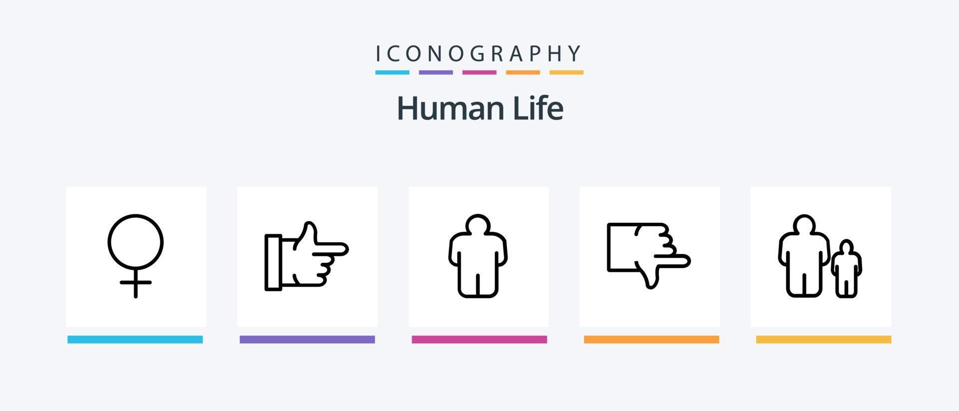 pack d'icônes ligne humaine 5 comprenant. la personne. homme. homme. le sexe. conception d'icônes créatives vecteur