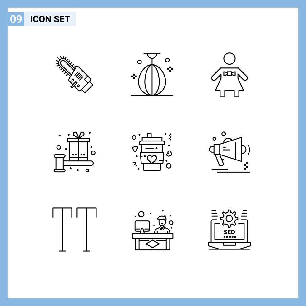 pack d'interface utilisateur de 9 contours de base d'éléments de conception vectoriels modifiables d'équilibre de cadeau de sport de café vecteur