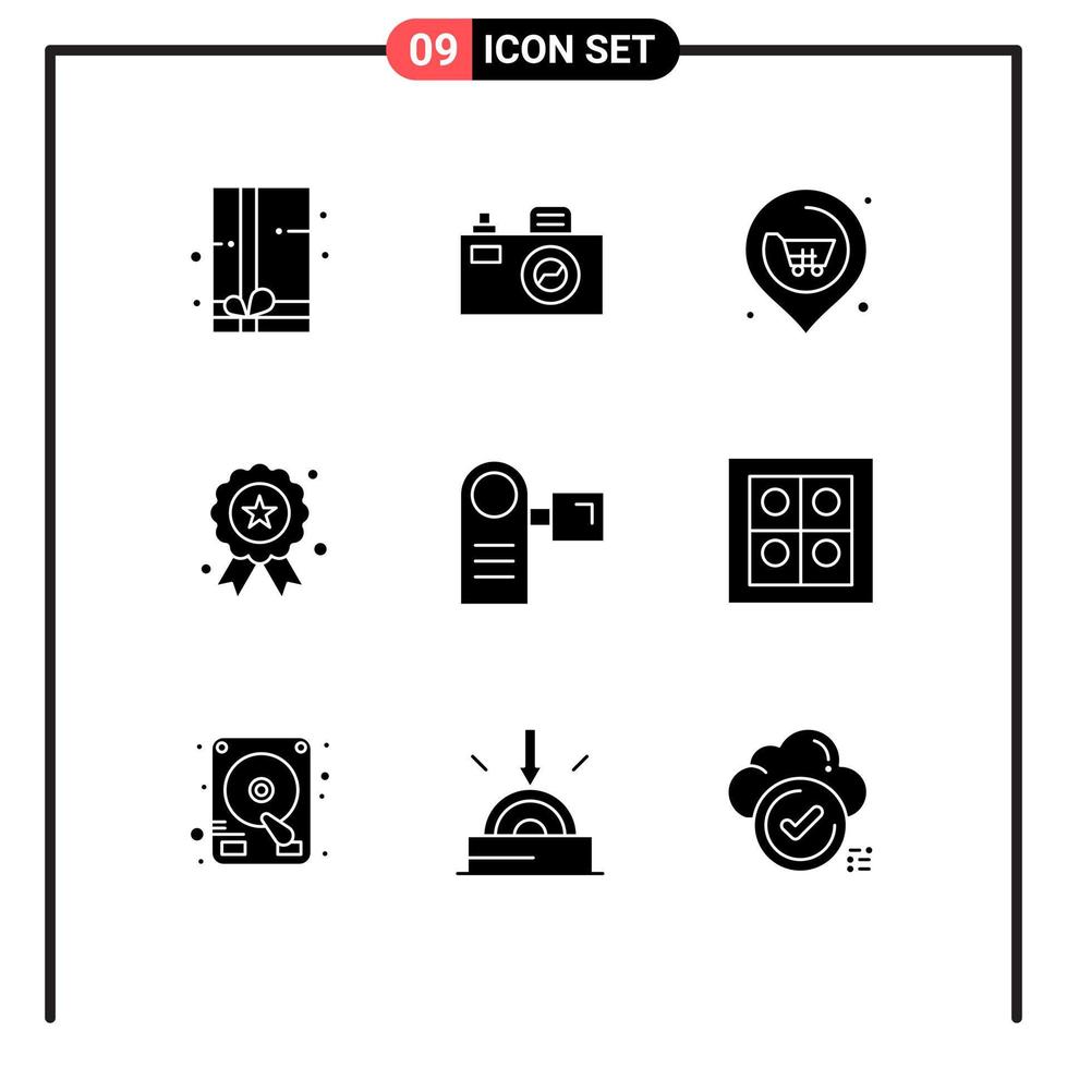 symboles d'icônes universels groupe de 9 glyphes solides modernes d'appareils électroniques caméscope réel jour de l'indépendance éléments de conception vectoriels modifiables vecteur