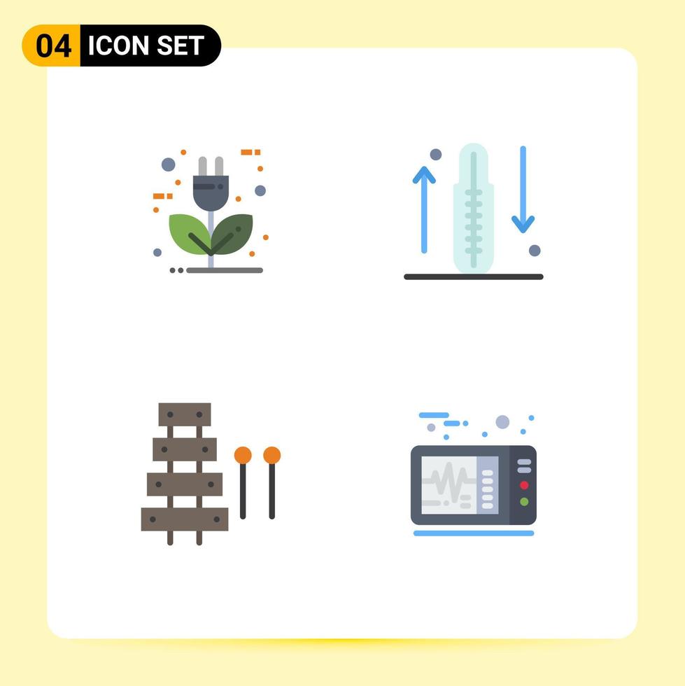 ensemble moderne de 4 icônes et symboles plats tels que l'augmentation automatique de l'écologie drop instrument éléments de conception vectoriels modifiables vecteur