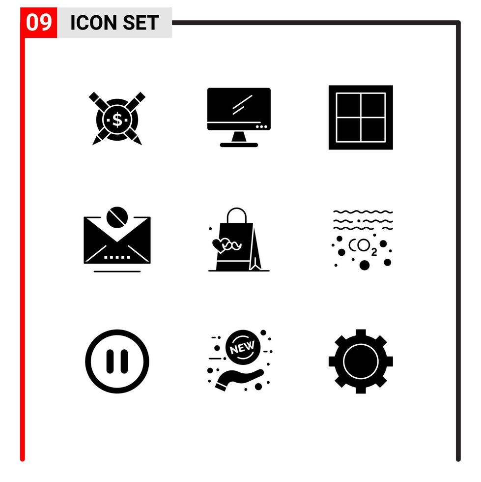 pack d'icônes vectorielles stock de 9 signes et symboles de ligne pour les informations de message pc email intérieur éléments de conception vectoriels modifiables vecteur