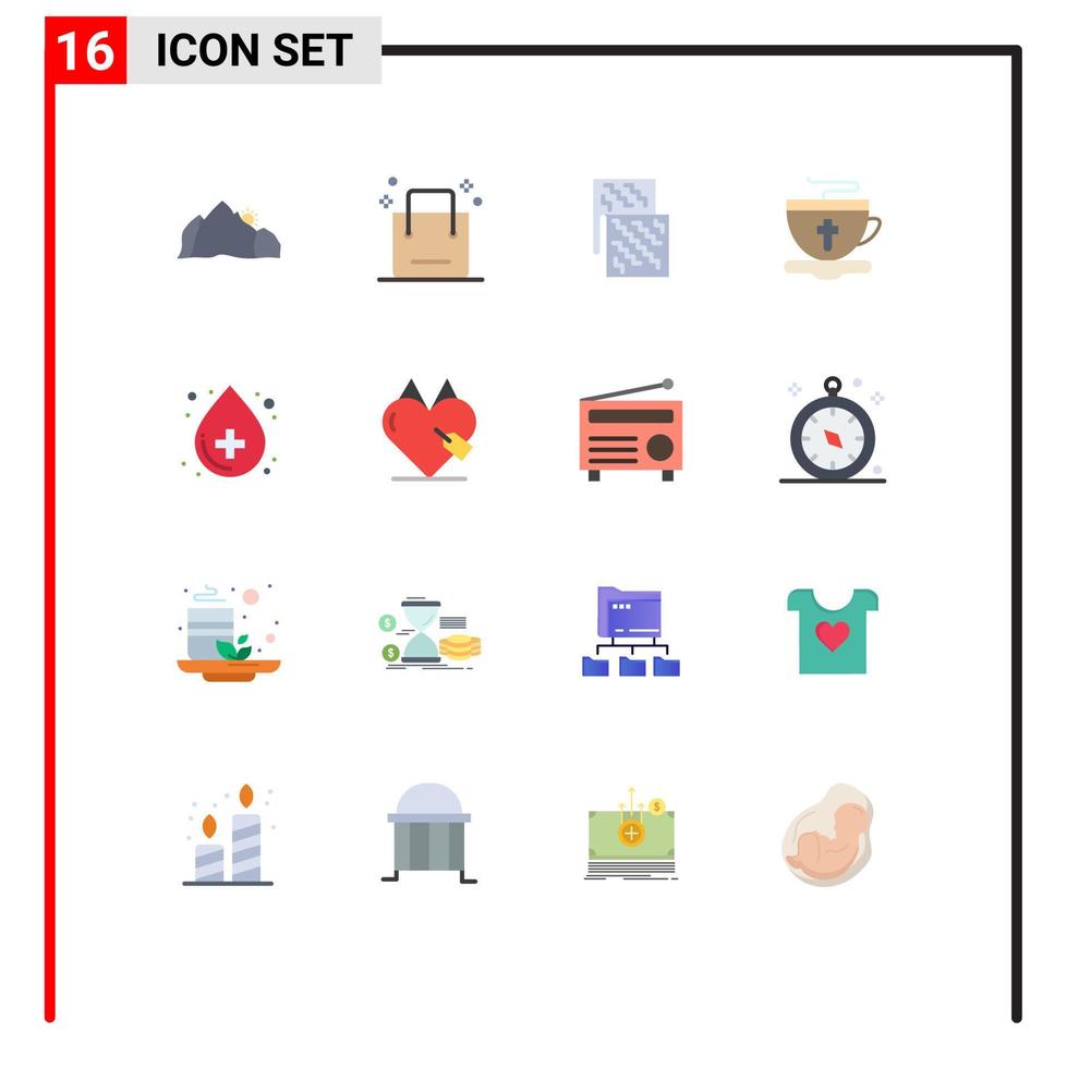 16 couleurs plates vectorielles thématiques et symboles modifiables de tissu de magasin de thé de pâques pack modifiable d'éléments de conception de vecteur créatif