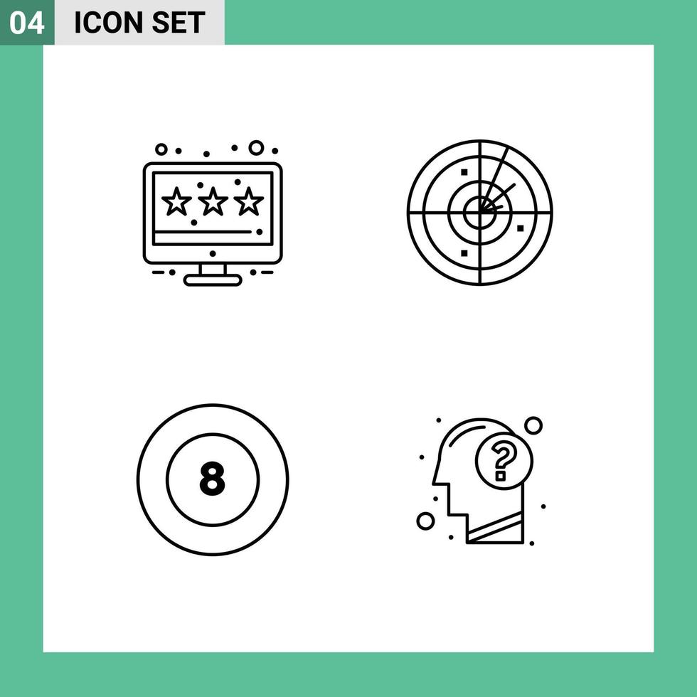 ensemble de 4 symboles d'icônes d'interface utilisateur modernes signes pour l'évaluation des éléments de conception vectoriels modifiables de l'éducation de la technologie de la zone sportive vecteur