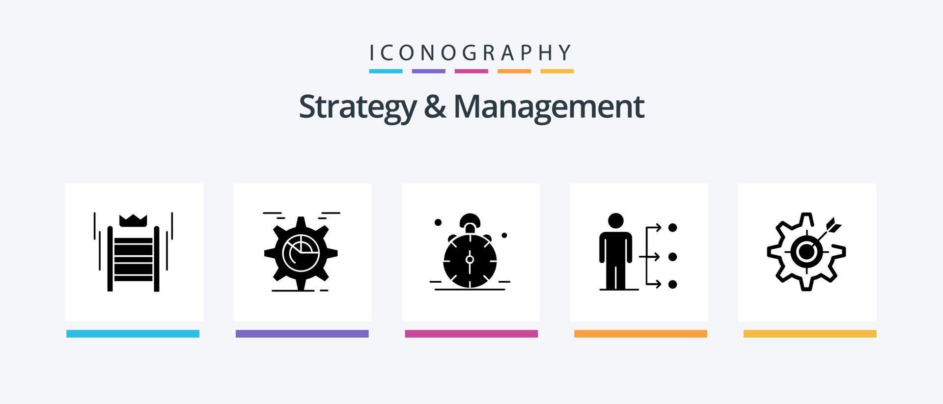 pack d'icônes de stratégie et de gestion glyphe 5, y compris le réseau. connecter. graphique. alerte. temps. conception d'icônes créatives vecteur