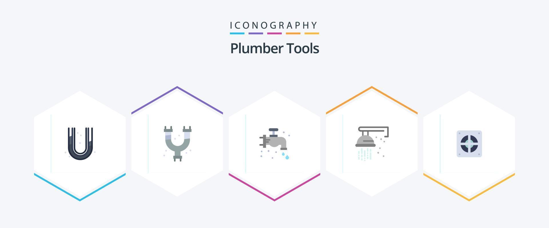 plombier 25 pack d'icônes plates comprenant. plomberie. mécanique. plombier. extracteur vecteur
