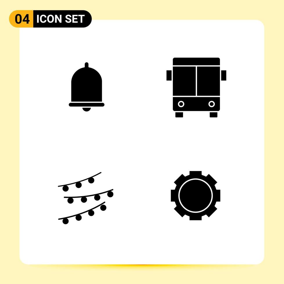 ensemble moderne de 4 pictogrammes de glyphes solides de voyants d'alerte éléments de conception vectoriels modifiables celebtare de transport sonore vecteur