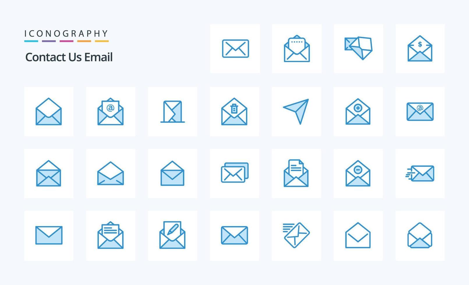 pack d'icônes bleues de 25 e-mails vecteur