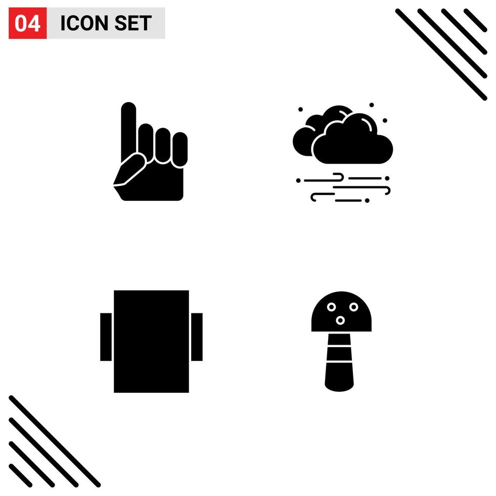 ensemble de symboles d'icônes d'interface utilisateur modernes signes pour la main en mousse faire pivoter les éléments de conception vectoriels modifiables de champignon venteux américain vecteur
