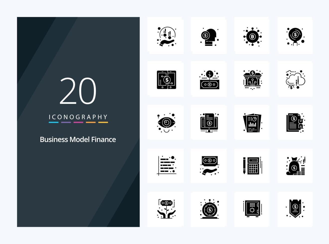 20 icône de glyphe solide de finances pour la présentation vecteur