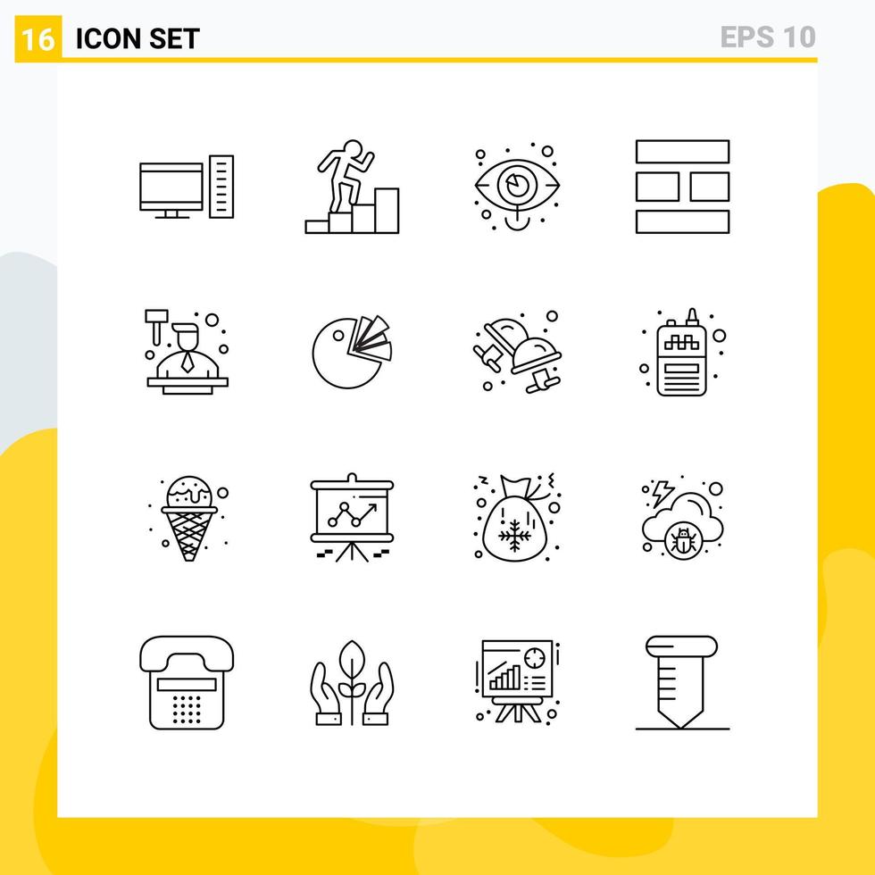 pack d'icônes vectorielles stock de 16 signes et symboles de ligne pour la mise en page du commissaire-priseur collage d'image d'oeil éléments de conception vectoriels modifiables vecteur