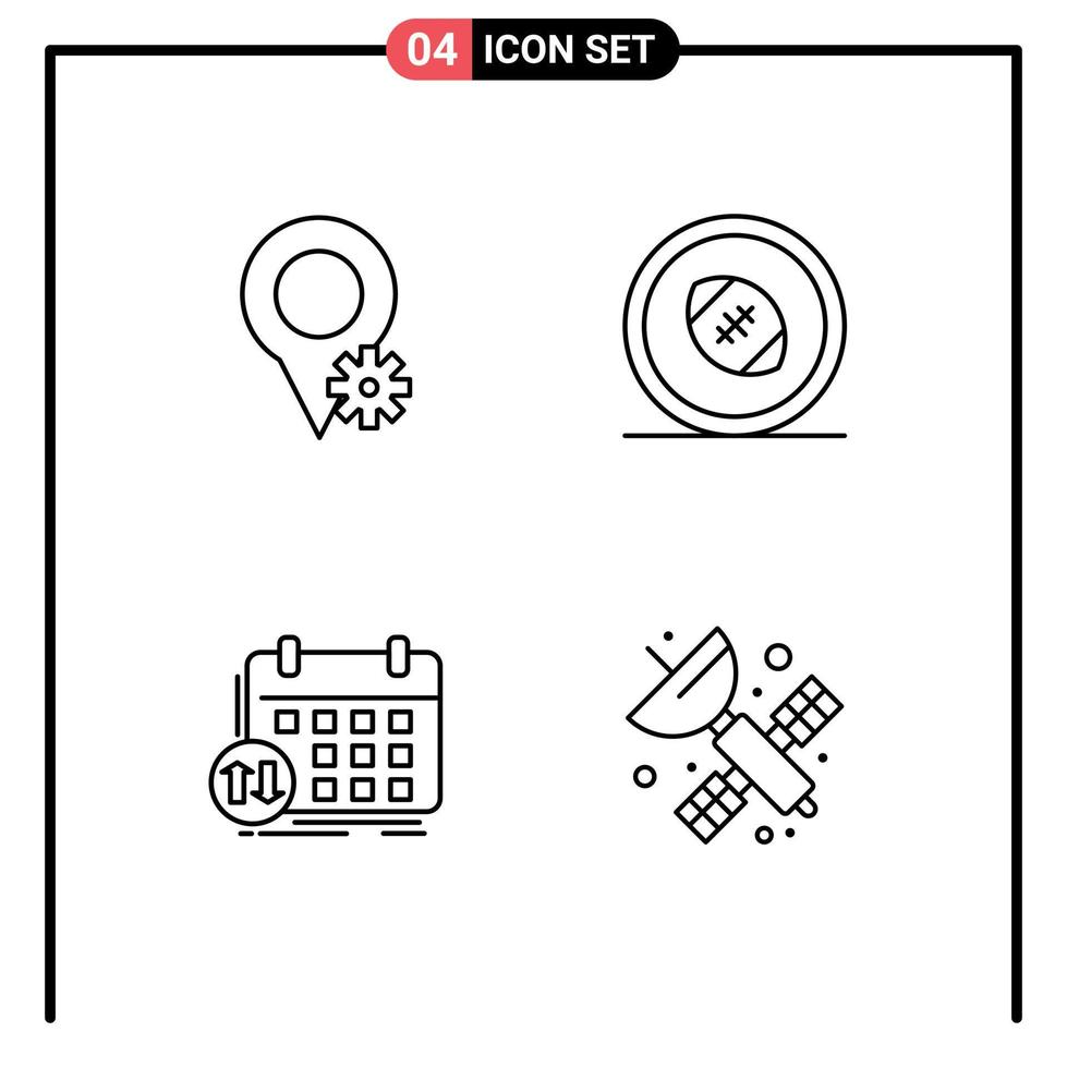 groupe de 4 signes et symboles de couleurs plates remplies pour les classes de localisation postes de football de rugby rendez-vous éléments de conception vectoriels modifiables vecteur