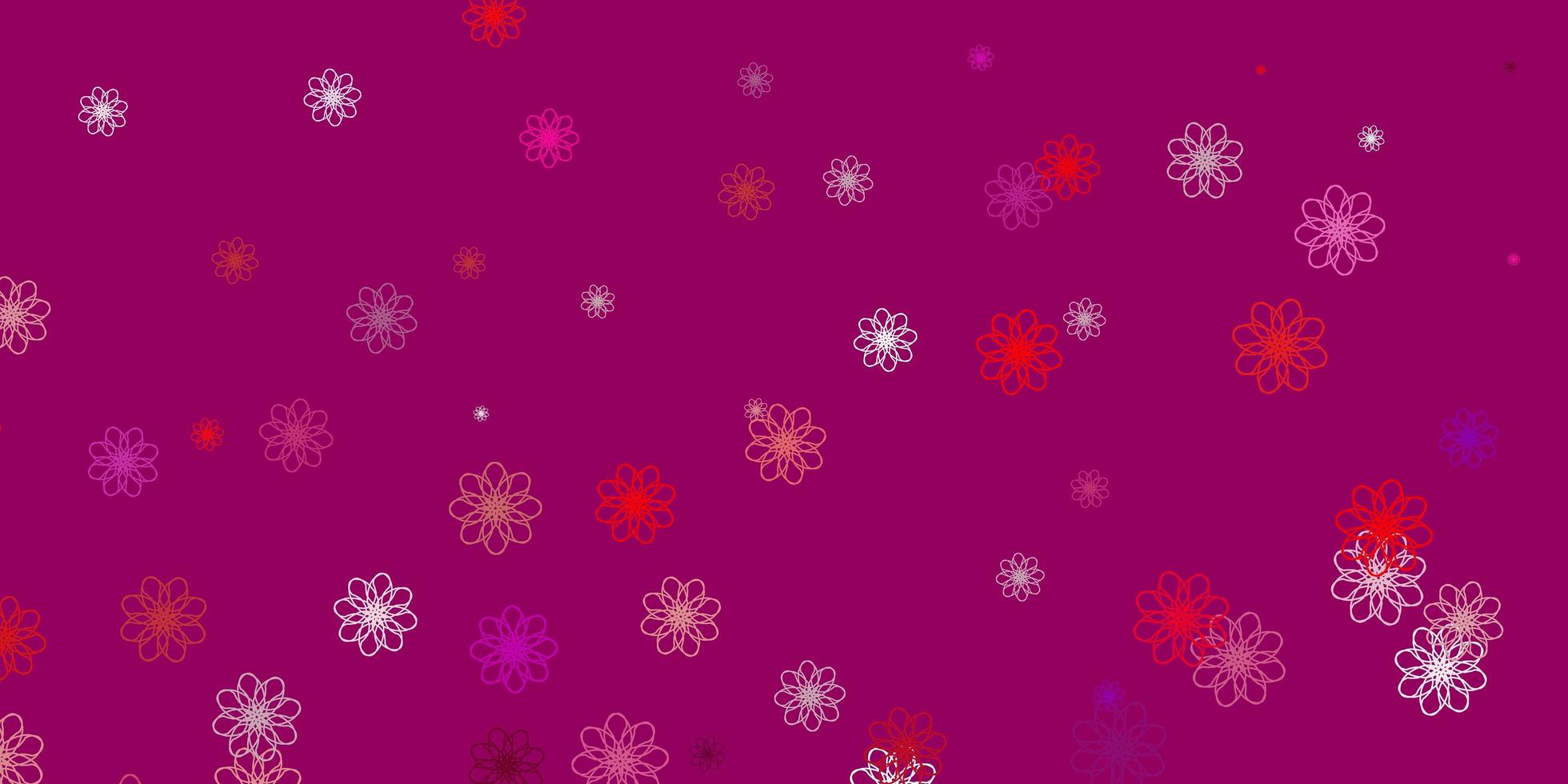 texture de doodle vecteur rose clair, rouge avec des fleurs.