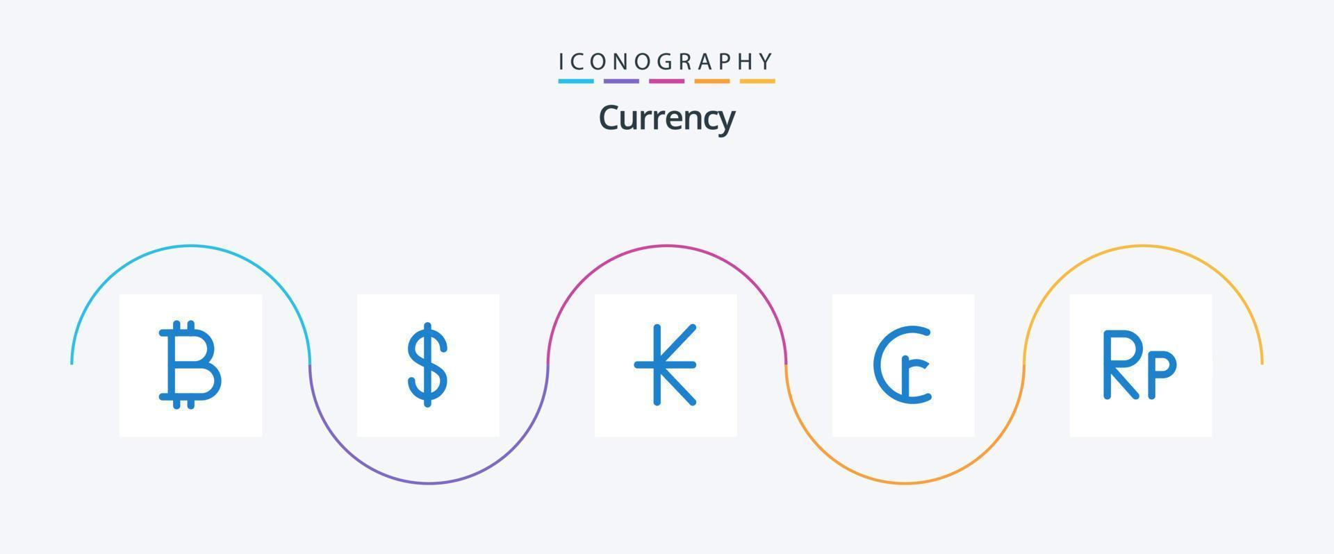 pack d'icônes bleu devise 5 comprenant. indonésien. lao. idr. devise vecteur