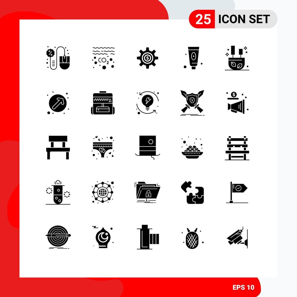 pack d'icônes vectorielles stock de 25 signes et symboles de ligne pour les éléments de conception vectoriels modifiables en mousse cosmétique co beauté dollar vecteur