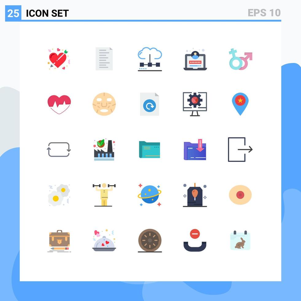groupe de 25 couleurs plates modernes définies pour les éléments de conception vectoriels modifiables d'optimisation web cloud de connexion vénus vecteur