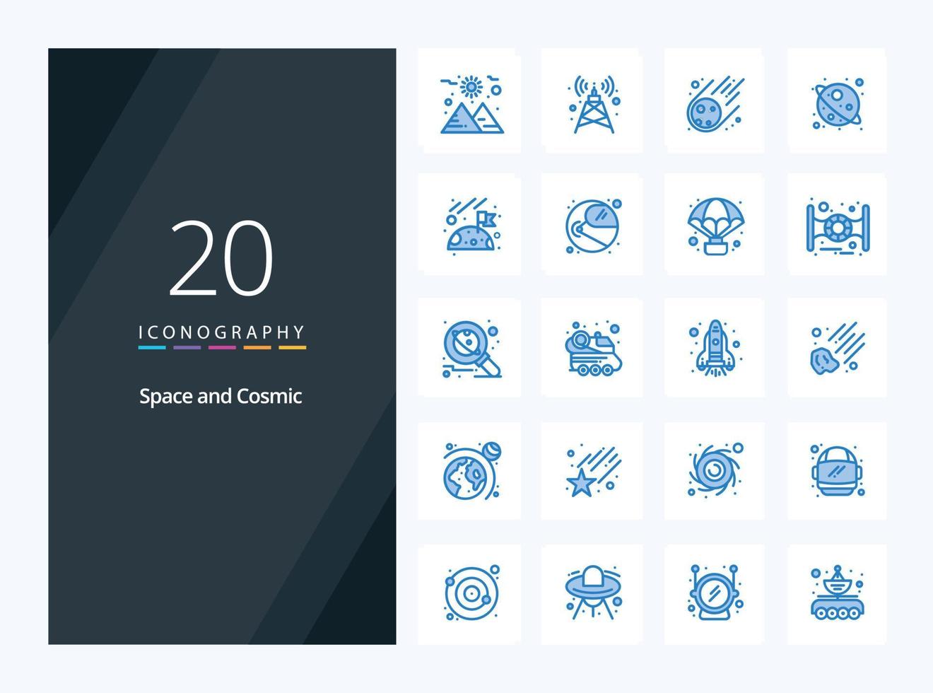 icône de couleur bleue 20 espaces pour la présentation vecteur