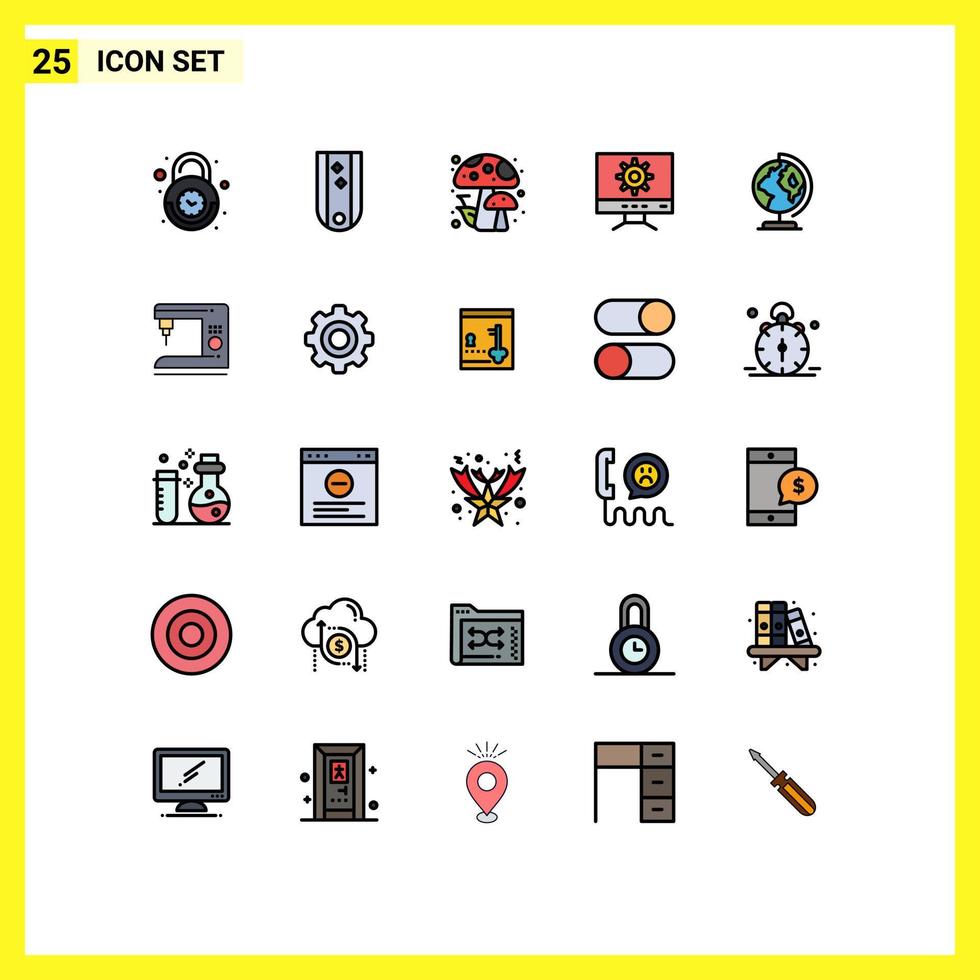 25 icônes créatives signes et symboles modernes du classement de la conception du globe définissant les champignons éléments de conception vectoriels modifiables vecteur