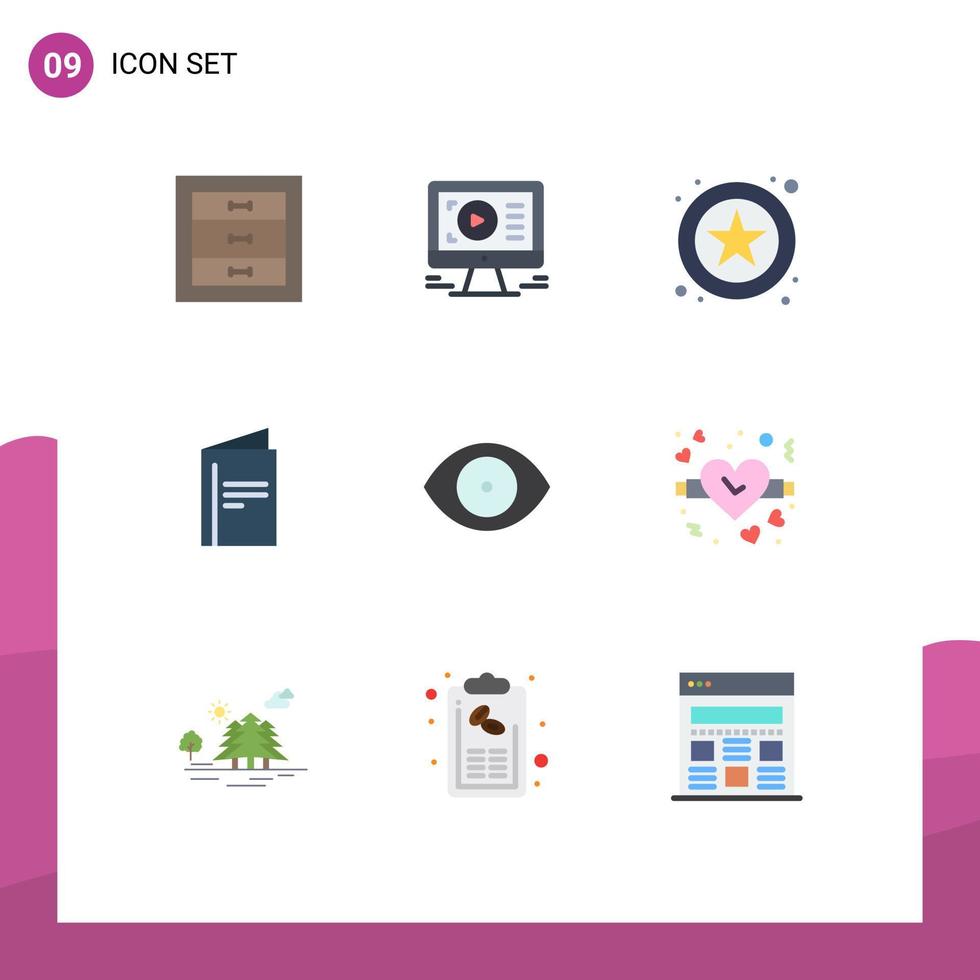 ensemble moderne de 9 couleurs et symboles plats tels que l'œil humain carte de publicité en ligne éléments de conception vectoriels modifiables vecteur