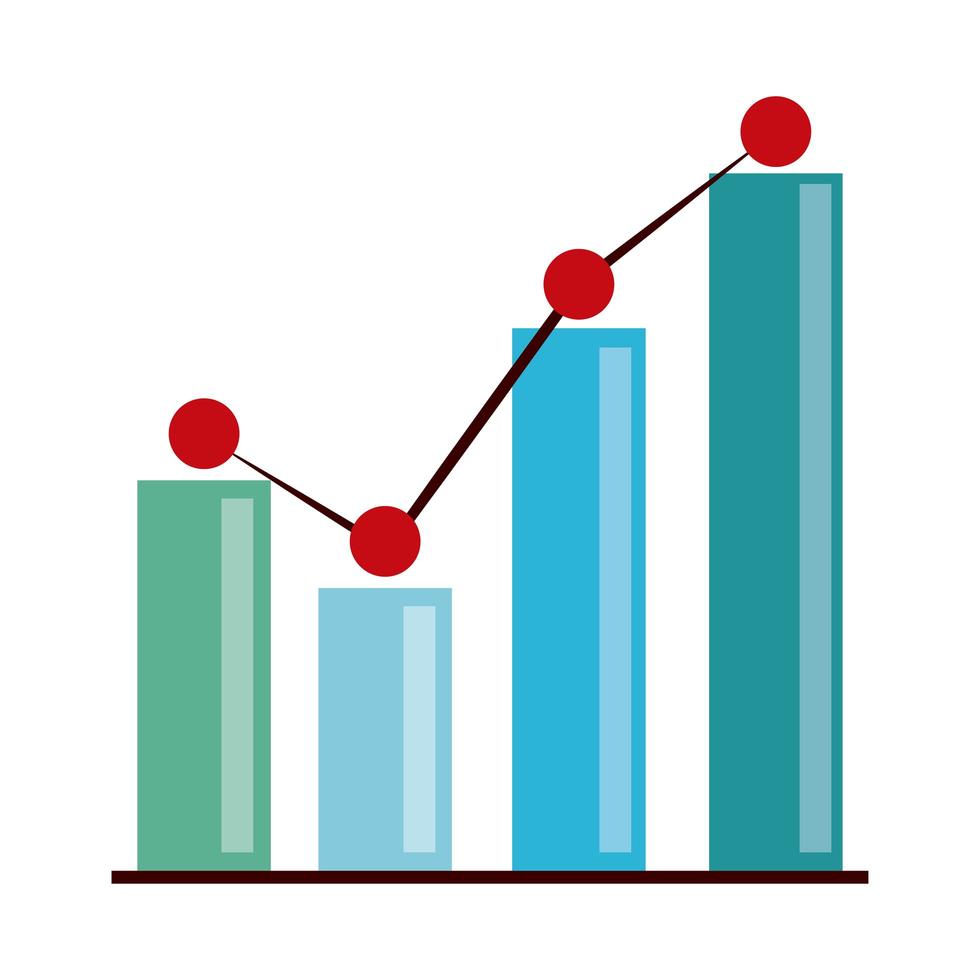 analyse de données, icône plate de barre de statistiques commerciales financières vecteur