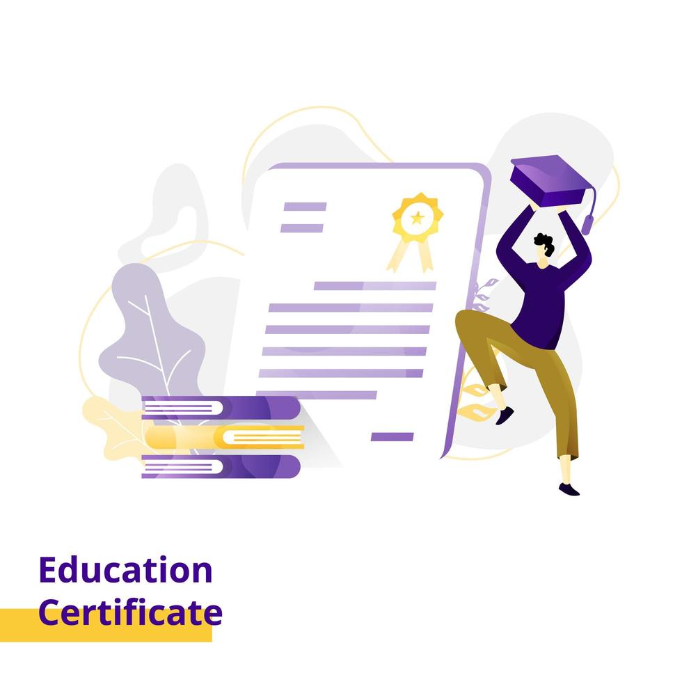 certificat d'éducation illustration page de destination vecteur