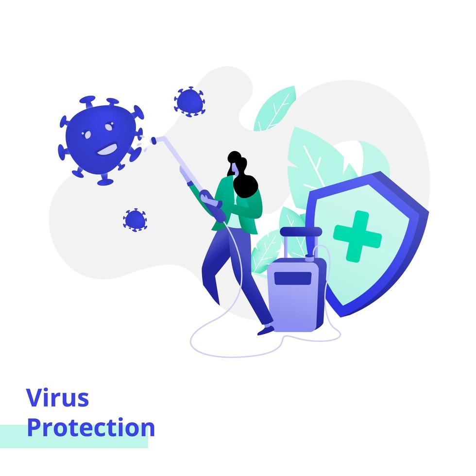 illustration de la page de destination pour la protection antivirus vecteur