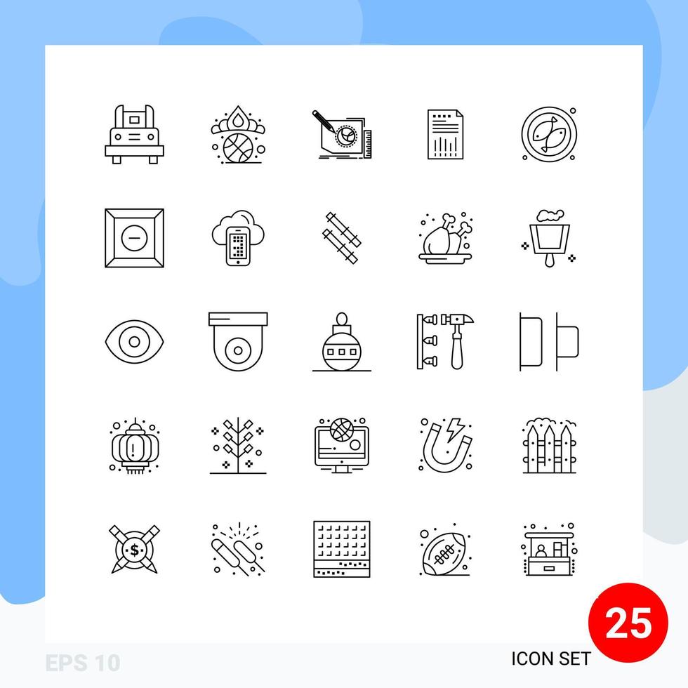 symboles d'icônes universels groupe de 25 lignes modernes d'éléments de conception vectoriels modifiables de la page de feuille de calcul des gagnants des affaires financières vecteur