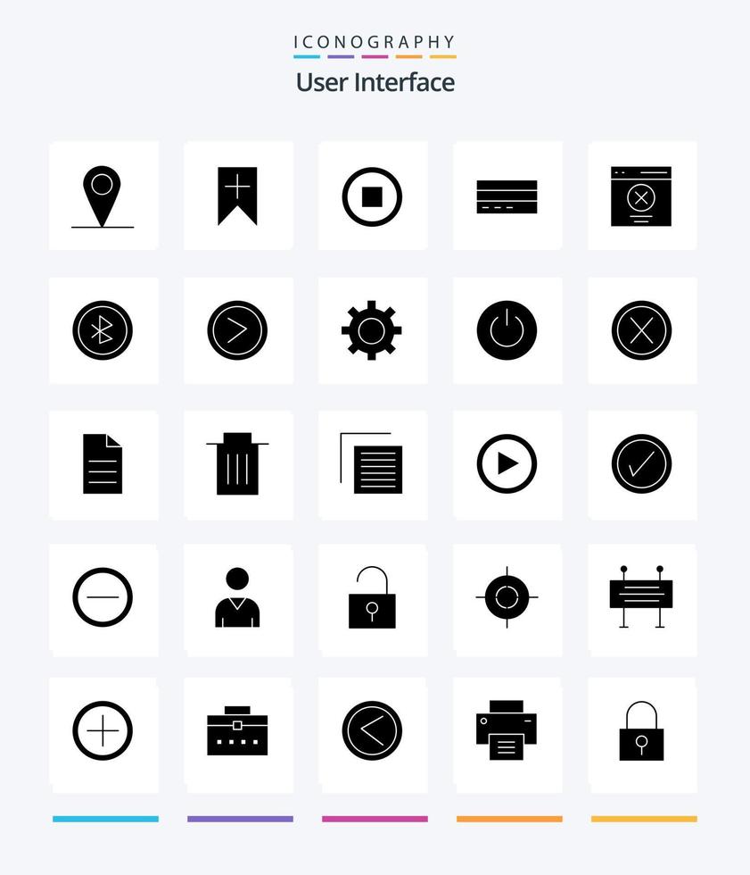 interface utilisateur créative pack d'icônes noires solides de 25 glyphes telles qu'une erreur. utilisateur. interface. interface. crédit vecteur