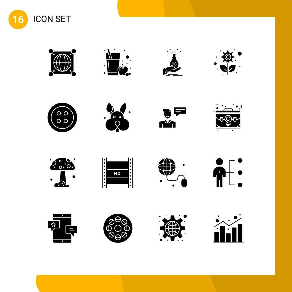 interface mobile glyphe solide ensemble de 16 pictogrammes d'éléments de conception vectoriels modifiables de la dette d'épargne du sac de recyclage des plantes vecteur