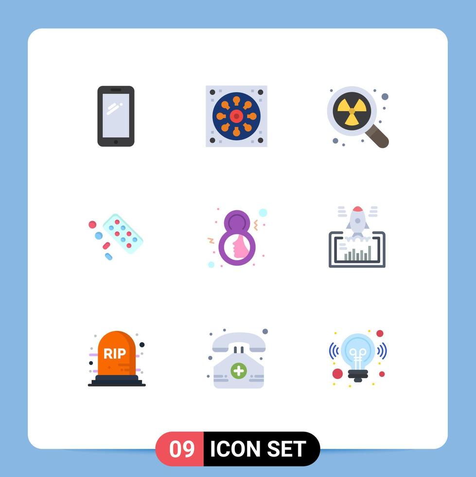 9 icônes créatives signes et symboles modernes du jour tablette toilette pilule recherche éléments de conception vectoriels modifiables vecteur