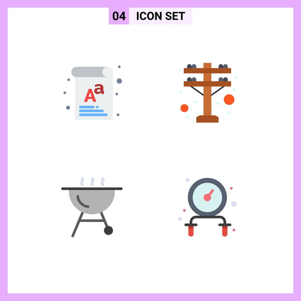 4 icônes créatives signes et symboles modernes de planche d'exercice de lettre puissance corde à sauter éléments de conception vectoriels modifiables vecteur