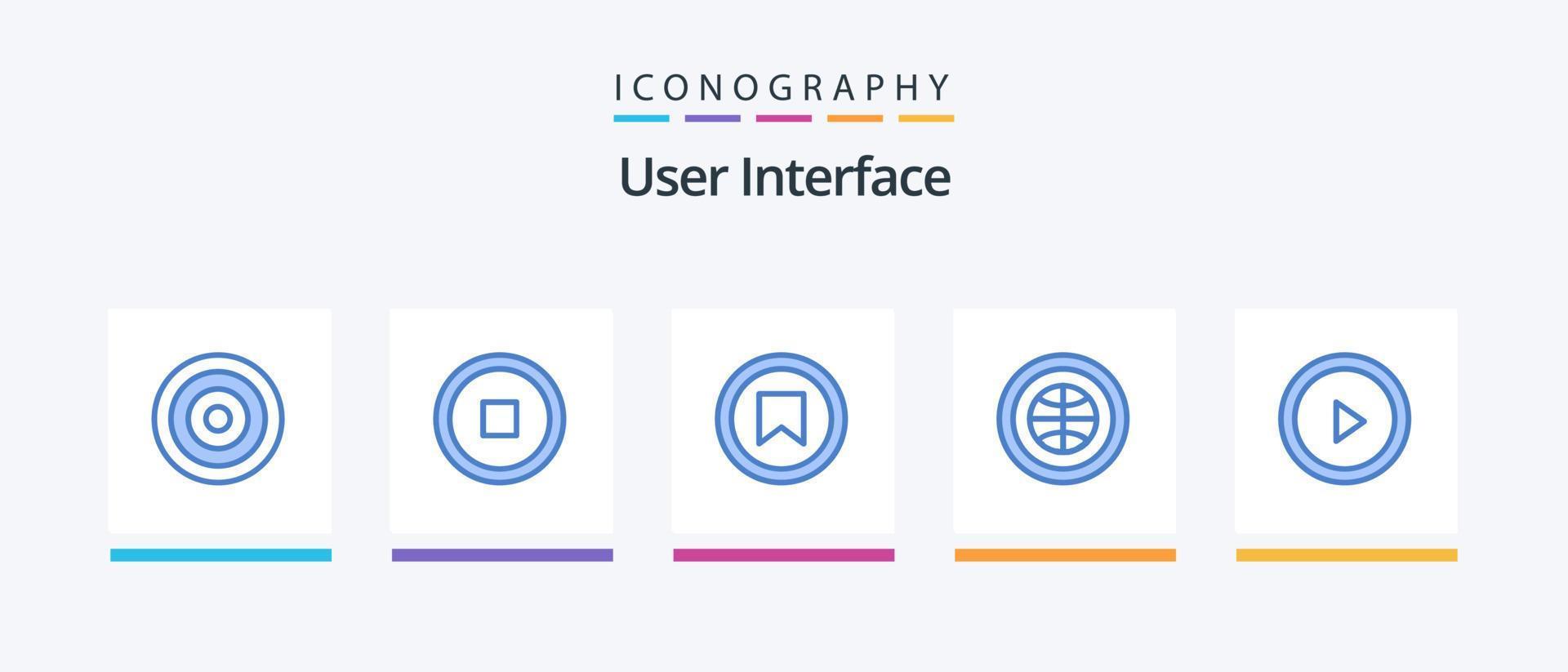 pack d'icônes bleues de l'interface utilisateur 5, y compris le jeu. la toile. plus. utilisateur. interface. conception d'icônes créatives vecteur