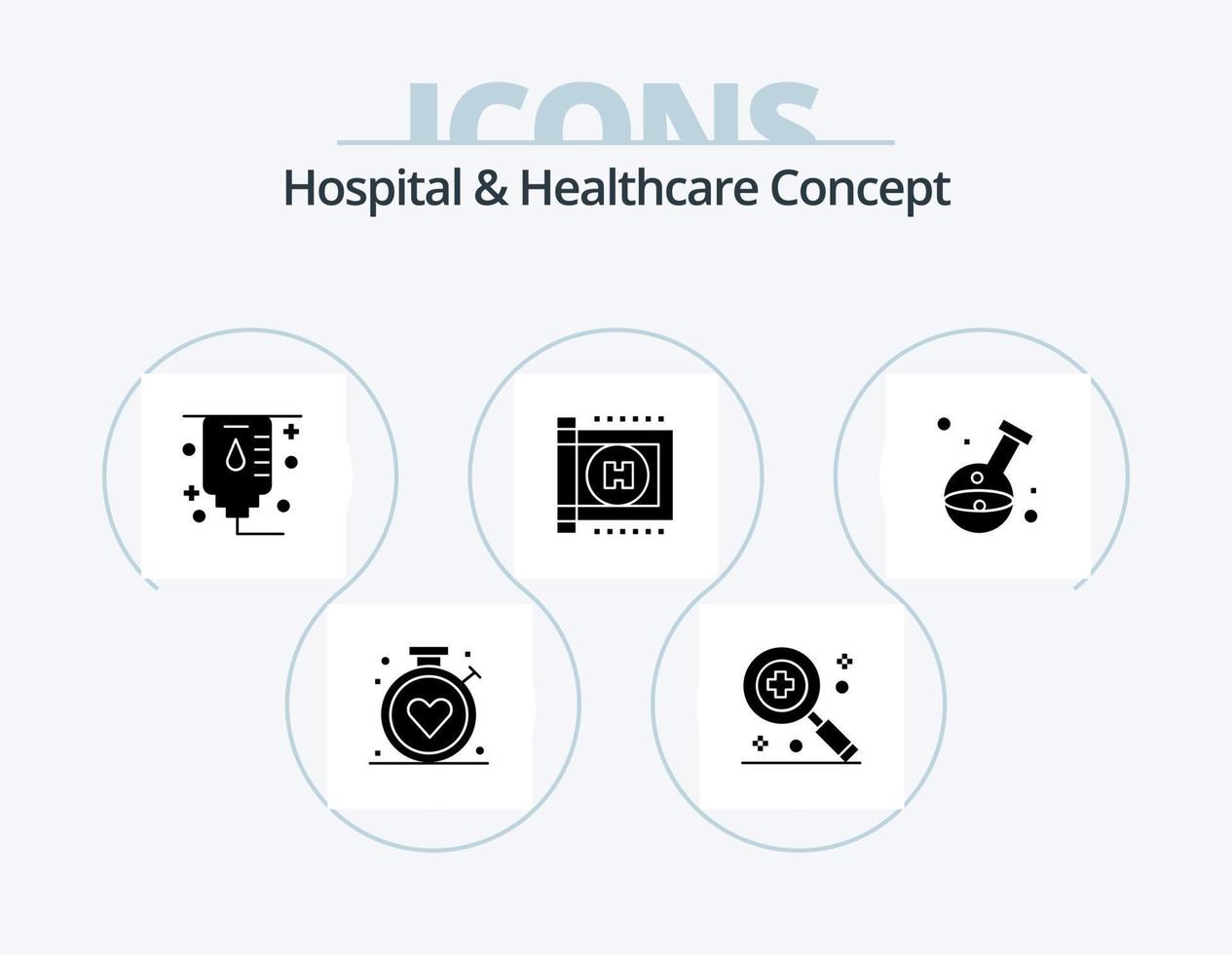 pack d'icônes de glyphe de concept d'hôpital et de soins de santé 5 conception d'icônes. . soins de santé. vecteur