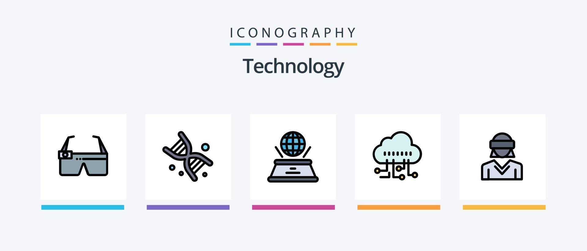 ligne technologique remplie de 5 packs d'icônes comprenant un jouet. robot. imeuble. La technologie. fusée. conception d'icônes créatives vecteur