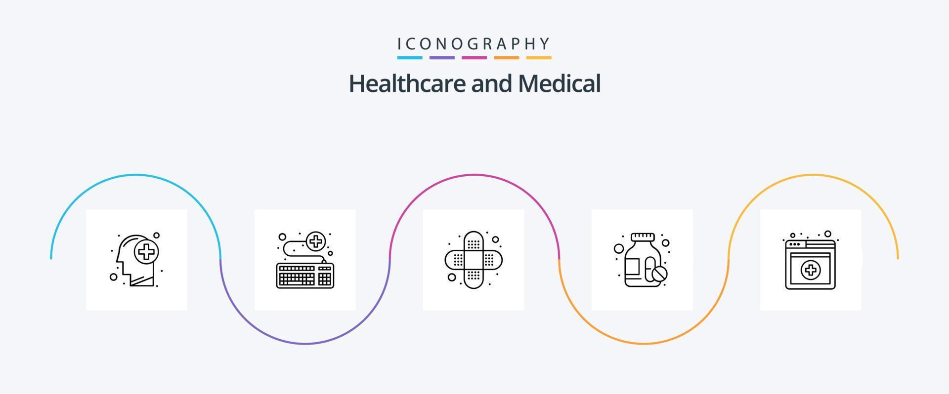 pack d'icônes de la ligne médicale 5, y compris les services. médical. un service. pilules. médicaments vecteur