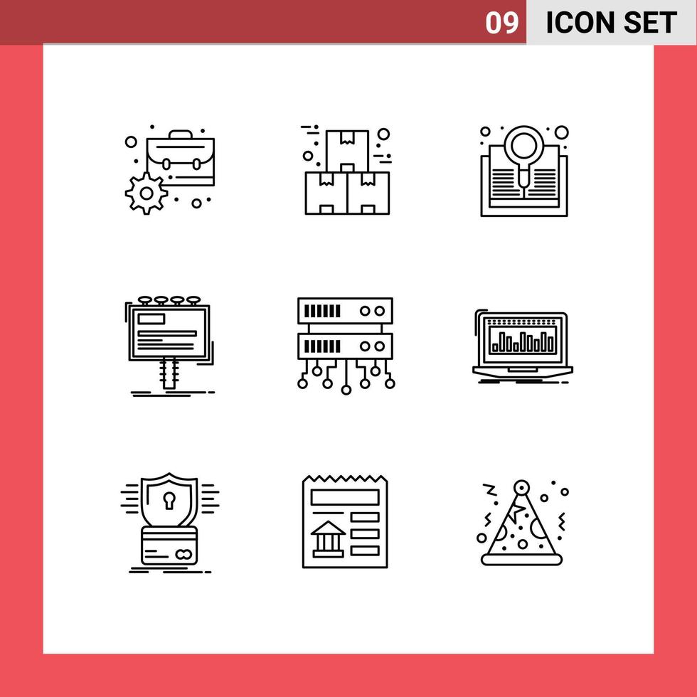 9 icônes créatives signes et symboles modernes de promotion publicité production publicité recherche éléments de conception vectoriels modifiables vecteur