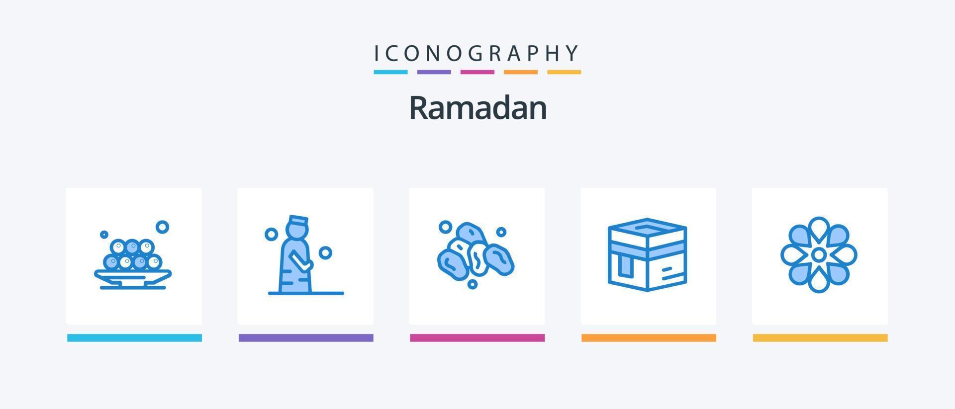 pack d'icônes bleu ramadan 5, y compris la Mecque. Islam. prier. saint. saint. conception d'icônes créatives vecteur