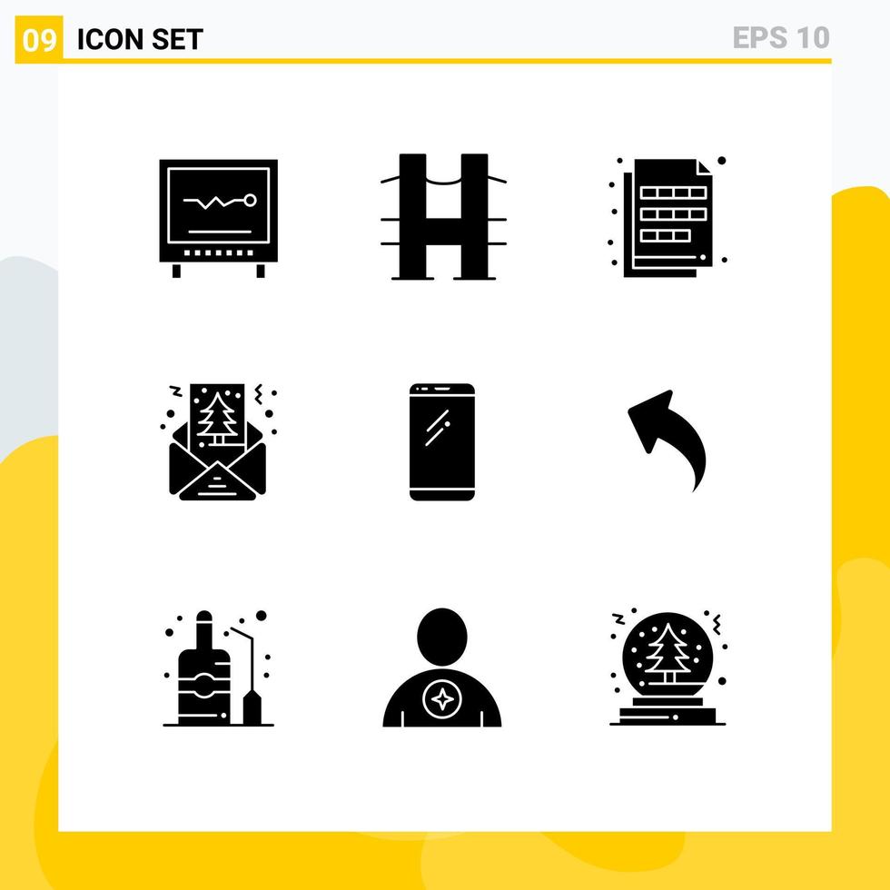 ensemble de 9 symboles d'icônes d'interface utilisateur modernes signes pour les formes carte de route de noël imagerie éléments de conception vectoriels modifiables vecteur