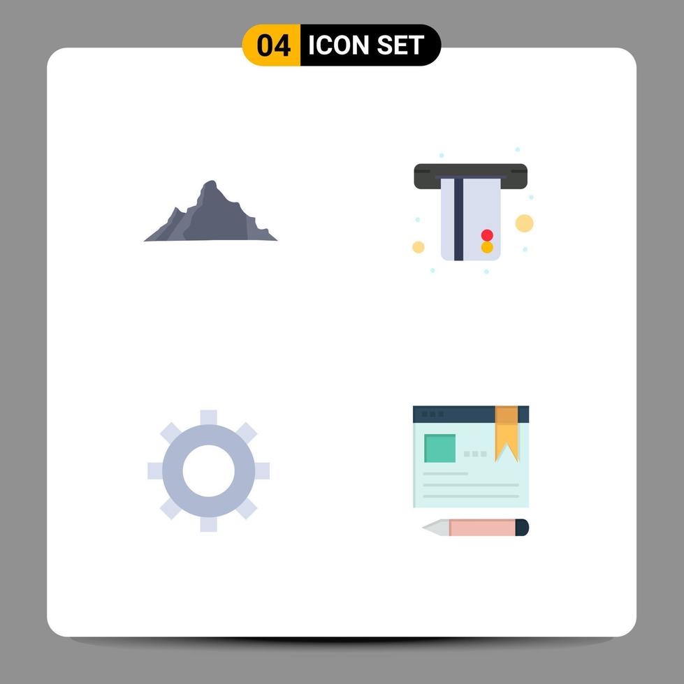 4 pack d'icônes plates de l'interface utilisateur de signes et symboles modernes des pignons de colline réglage de la carte de montagne éléments de conception vectoriels modifiables vecteur