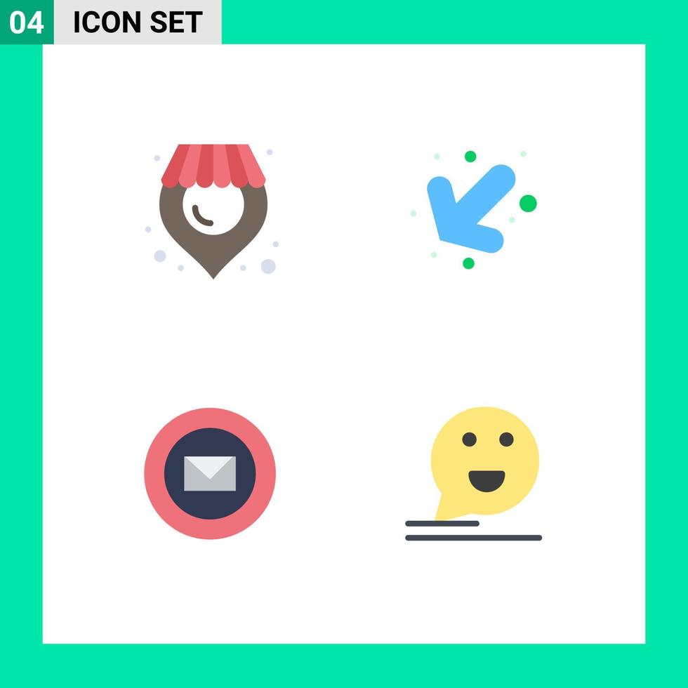 groupe de 4 icônes plates modernes définies pour les timbres de localisation flèche courrier chat éléments de conception vectoriels modifiables vecteur