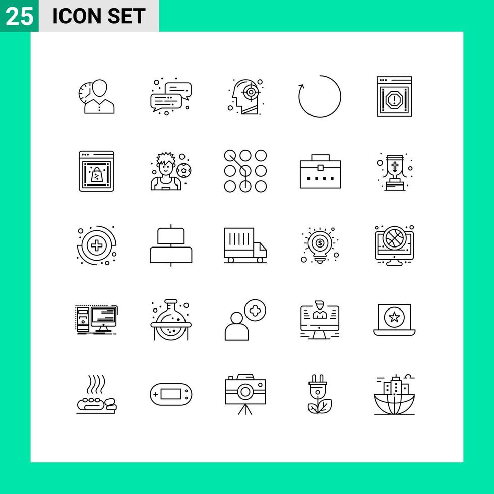ensemble de 25 symboles d'icônes d'interface utilisateur modernes signes pour le succès dans le sens des aiguilles d'une montre tête d'esprit d'entreprise éléments de conception vectoriels modifiables vecteur