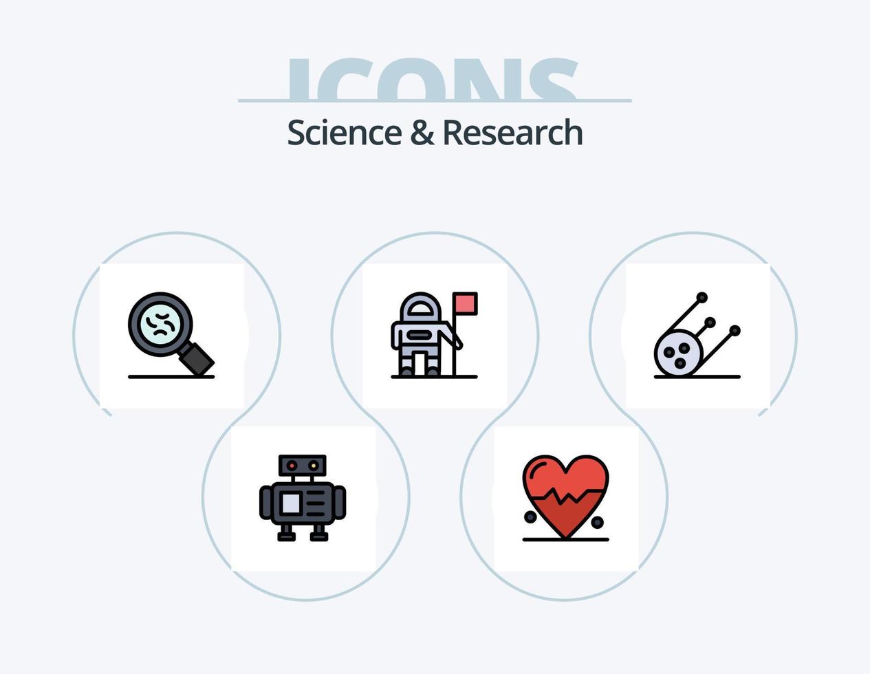 pack d'icônes remplies de ligne scientifique 5 conception d'icônes. . étoiles. cible. espace. la science vecteur
