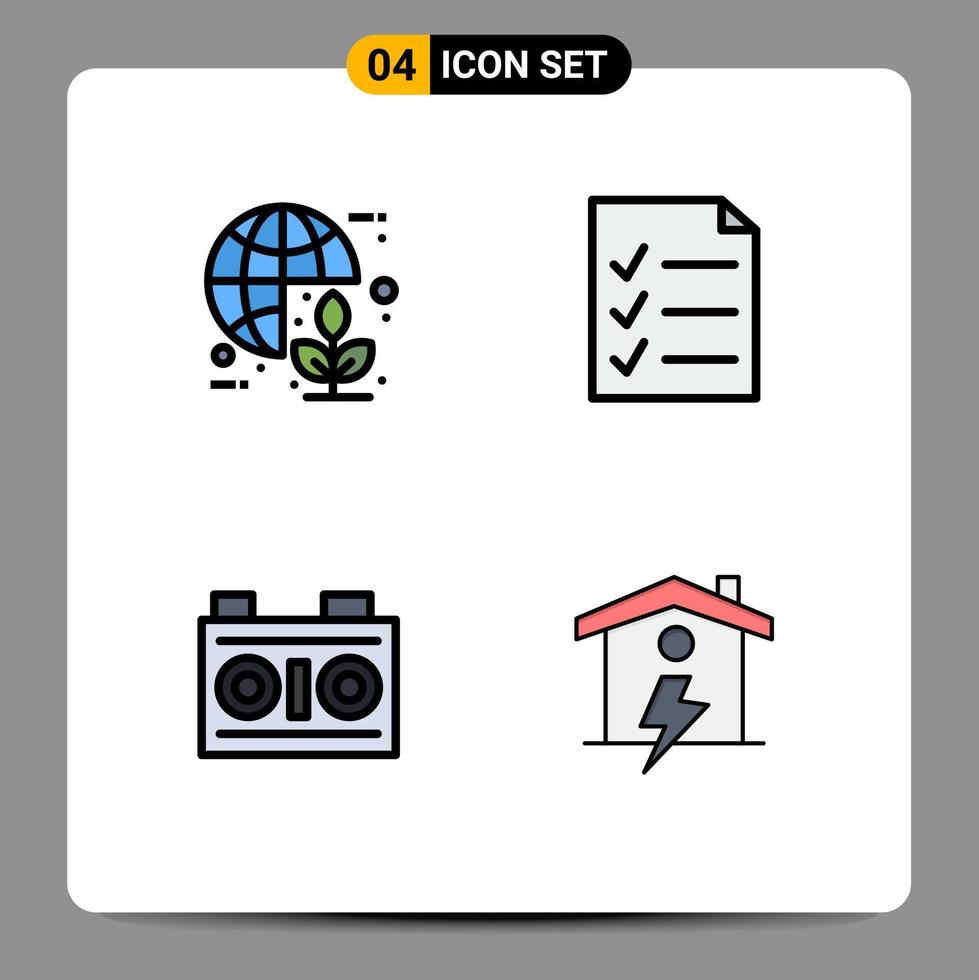 pack d'icônes vectorielles stock de 4 signes et symboles de ligne pour les éléments de conception vectoriels modifiables de la photographie de fichier mondial des médias mondiaux vecteur