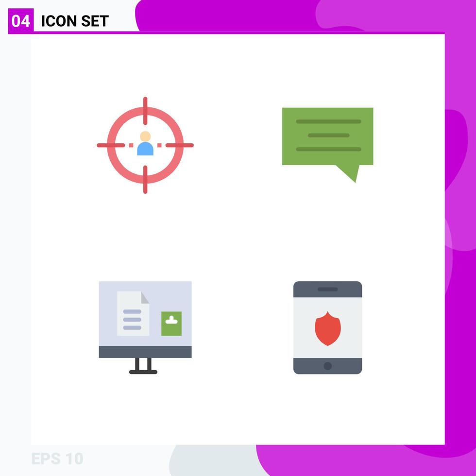 symboles d'icônes universels groupe de 4 icônes plates modernes de la planification de l'éducation commerciale chat apprenant des éléments de conception vectoriels modifiables vecteur