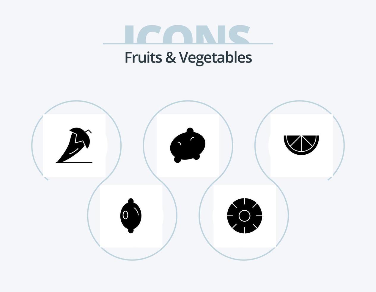pack d'icônes de glyphe de fruits et légumes 5 conception d'icônes. . citron. nourriture. légume. nourriture vecteur