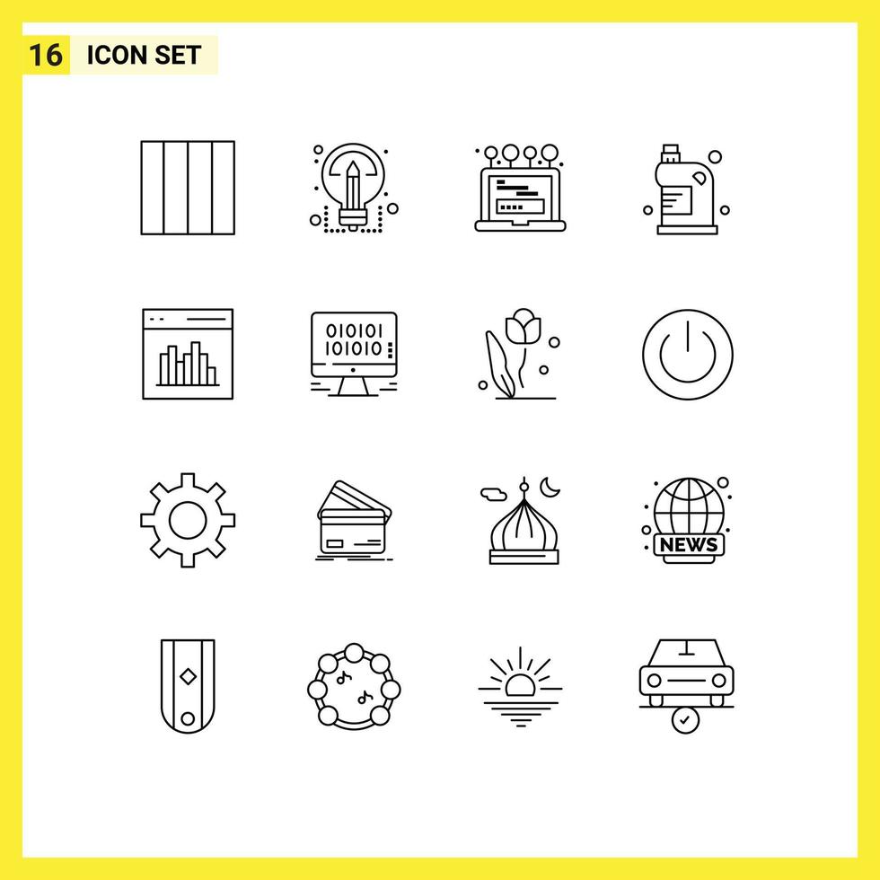 groupe de 16 contours signes et symboles pour la connexion à l'application de communication éléments de conception vectoriels modifiables de vidange domestique vecteur