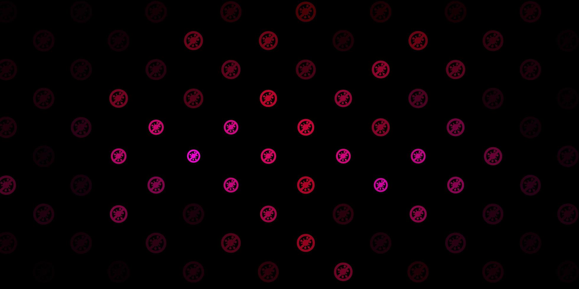 toile de fond de vecteur rose foncé avec des symboles de virus.